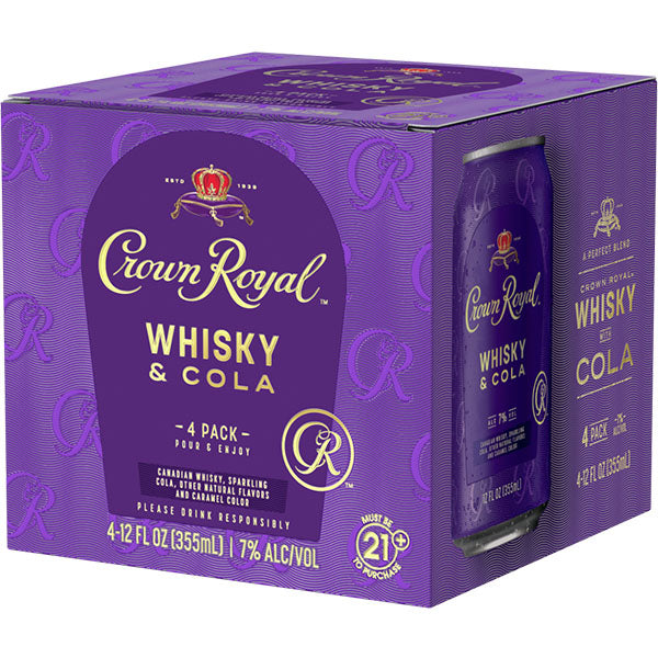 
                  
                    Load image into Gallery viewer, Crown Royal Whiskey &amp;amp; Cola 4pk Cans
                  
                